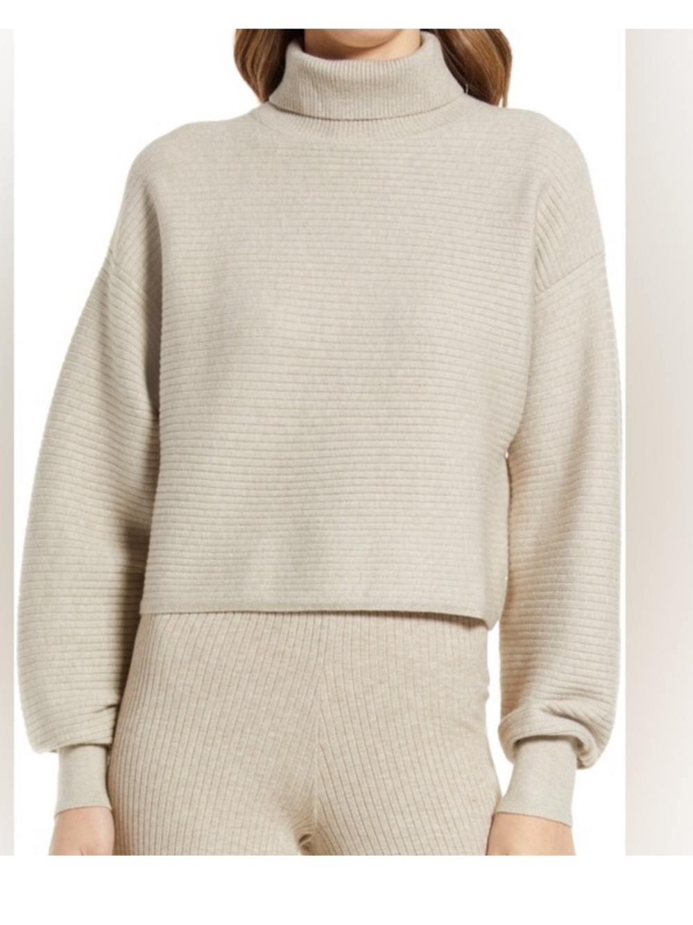 Good American White Turtleneck Sweater Crop L